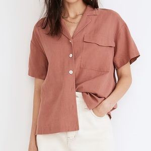Madewell Linen Blend Camp Shirt Size XS